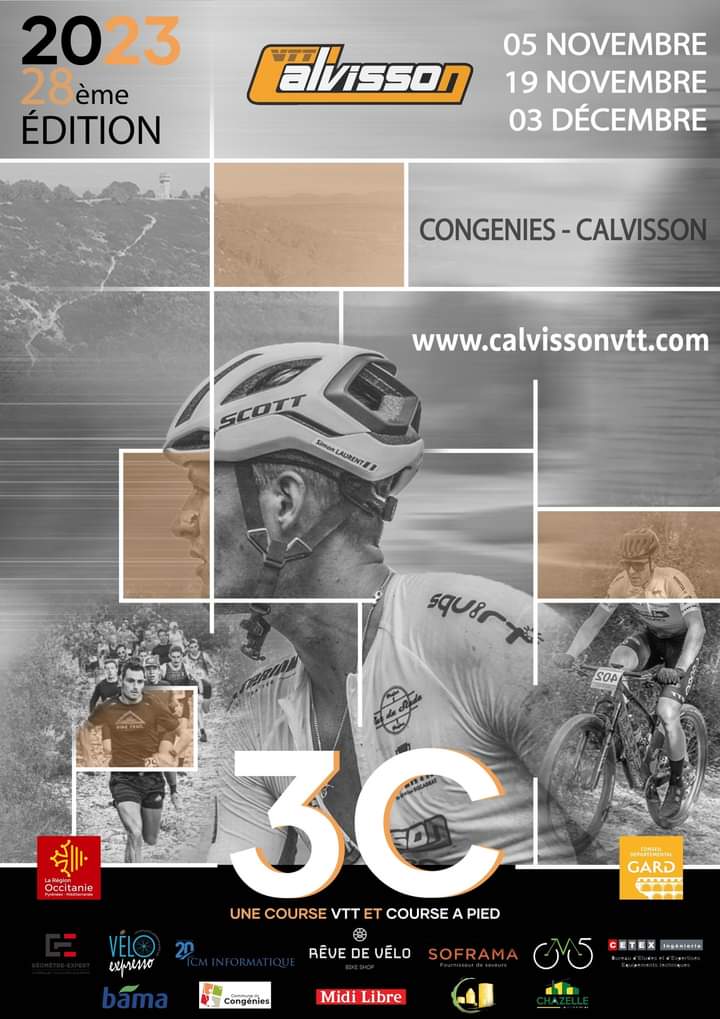 Affiche 3C 2023 Calvisson VTT — événement cyclisme VTT Sud de France